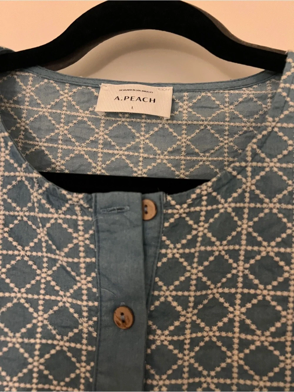 Unbranded Blue Geo Print Two-Piece Set - Button Front Top & Skirt
